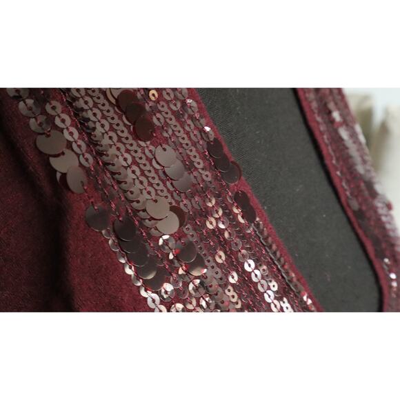 Chicos Plum Purple Sequin Kimono Cardigan Cape Shrug Poncho Large XL - Picture 3 of 8